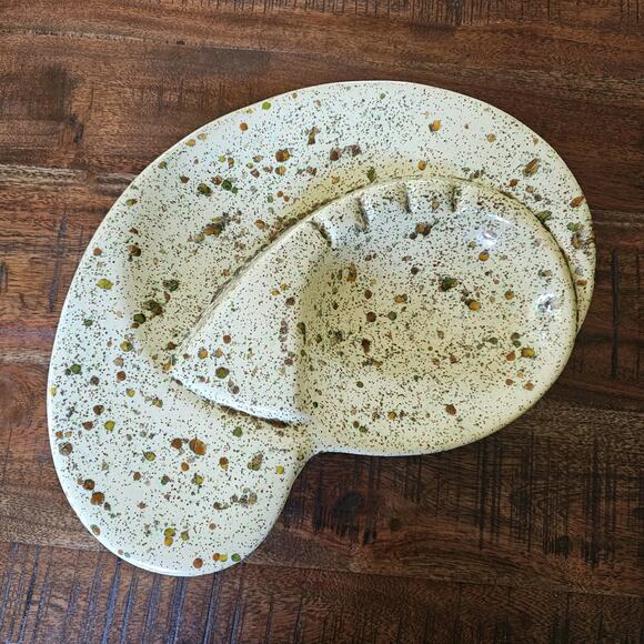 Mid Century Modern Atomic Ashtray, Vintage 70s Ceramic Ashtray Speckled Design - Picture 7 of 7